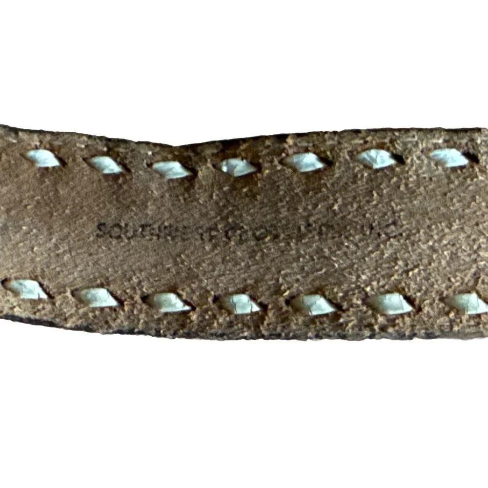 Southwest Clothiers, Inc. Leather Raw Grain Saddle Leather Belt SZ 36 Hand Laced